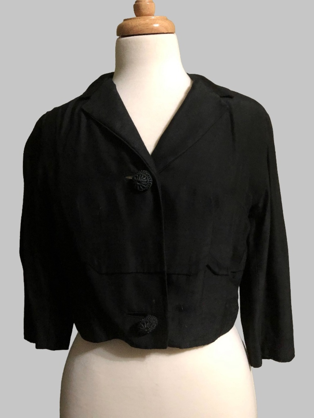 VTG 1940s/1950s Semmes Creations Black Cropped Jacket Blazer S/M